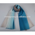 2015 New Fashion High Quality Yarn Dyed Wide 100% Wool Ombre Scarf For Lady